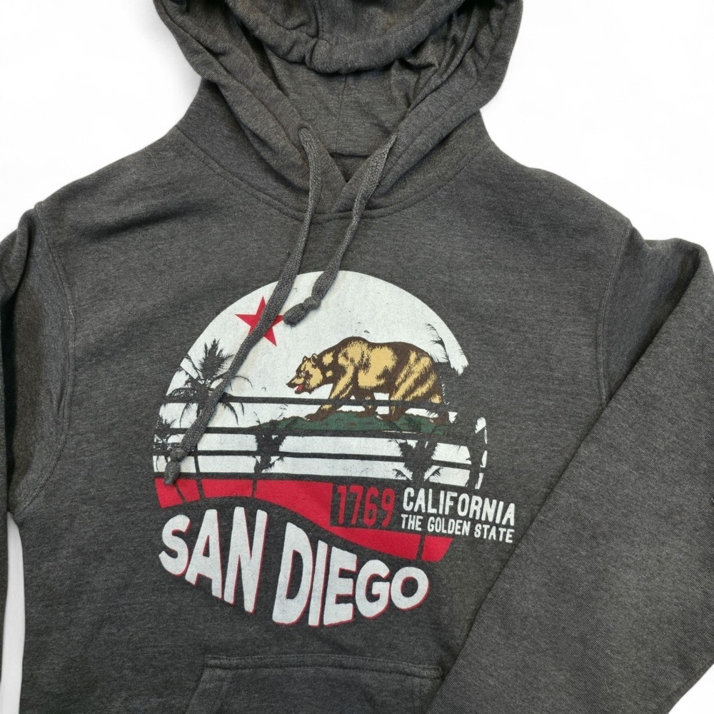 San Diego California Bear Graphic Hoodie Gray Sz S